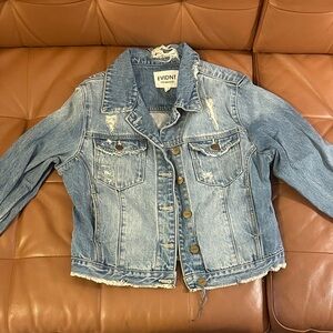 EVIDNT Distressed Light Blue Denim Jean Jacket